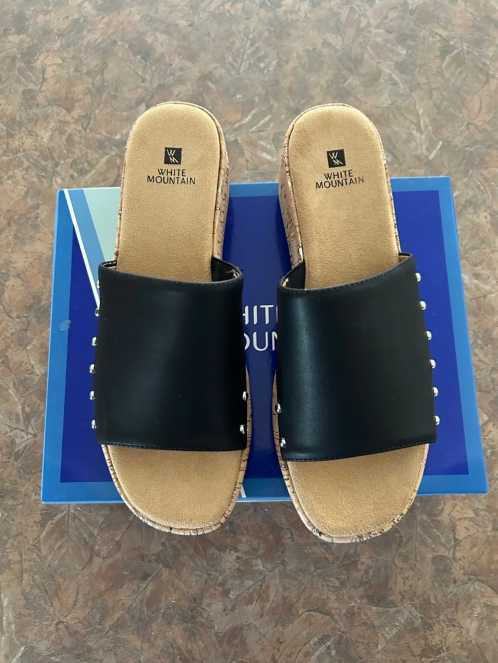 White Mountain Black And Sexy Bling Slides